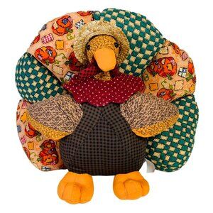 Autumn Patchwork Pillow Thanksgiving Turkey Quilt Home Decor Farmhouse Country